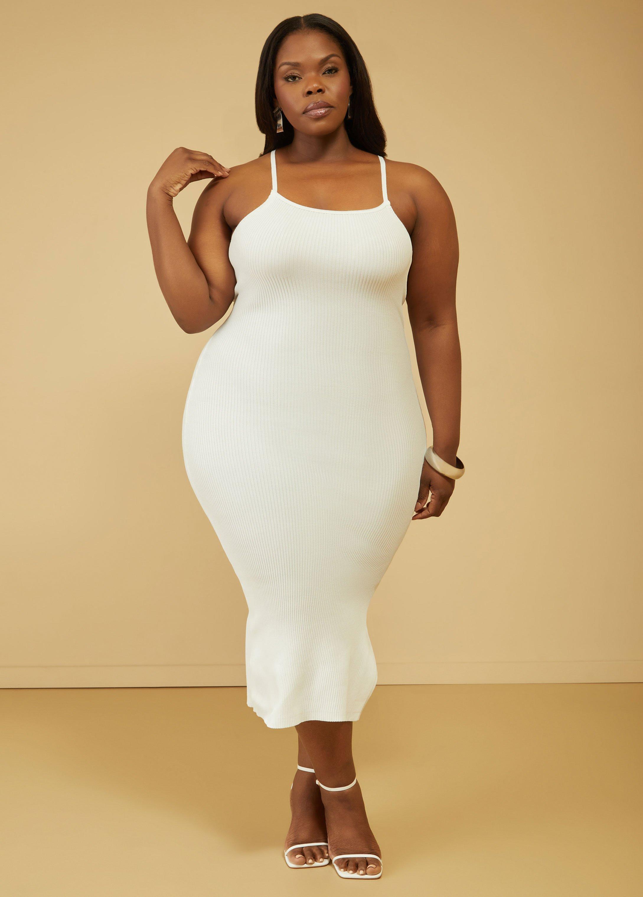 Plus Size Crisscross Midi Bodycon Dress Ashley Stewart Product Image