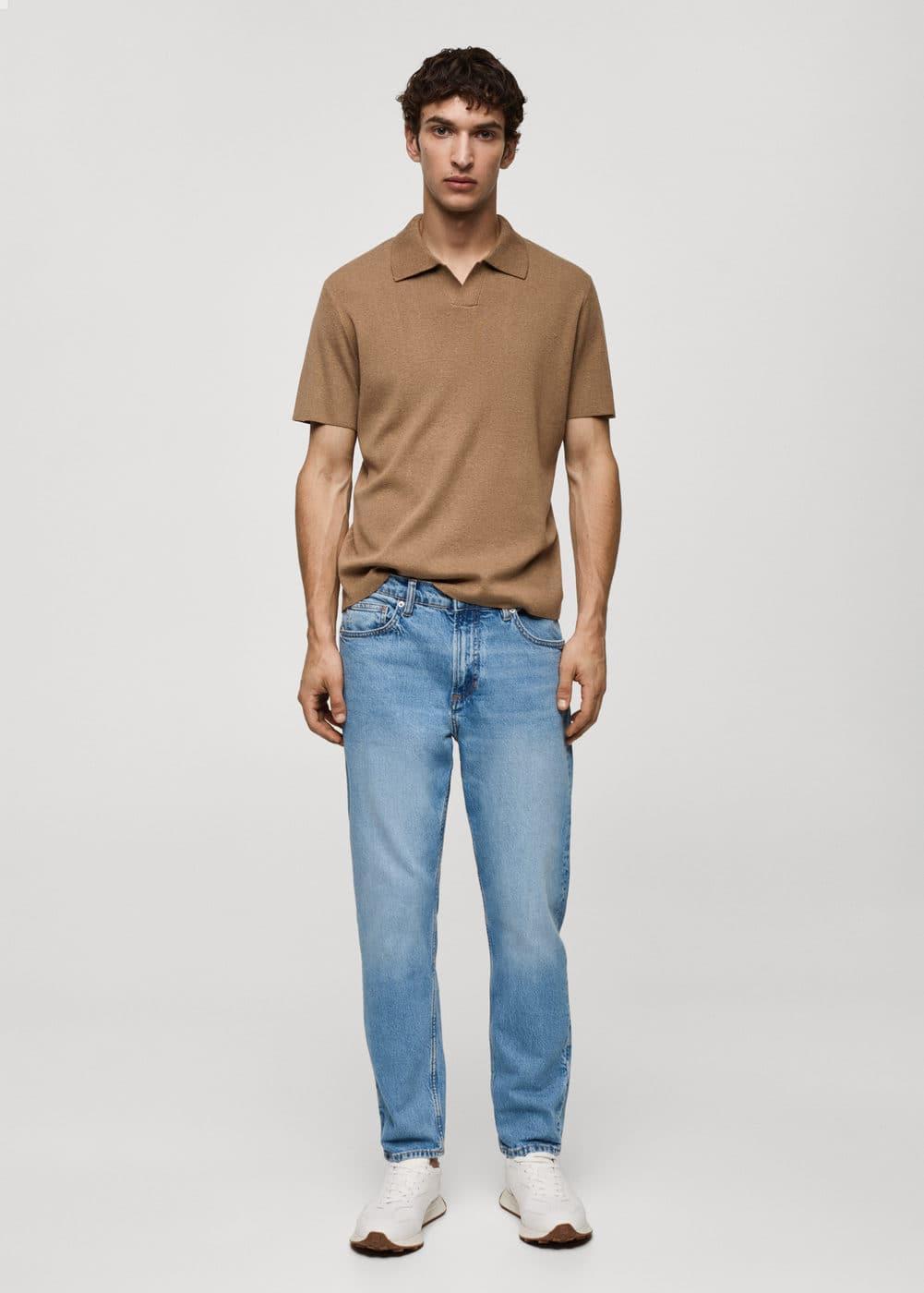 MANGO MAN - Ben tapered cropped jeans medium blueMen Product Image