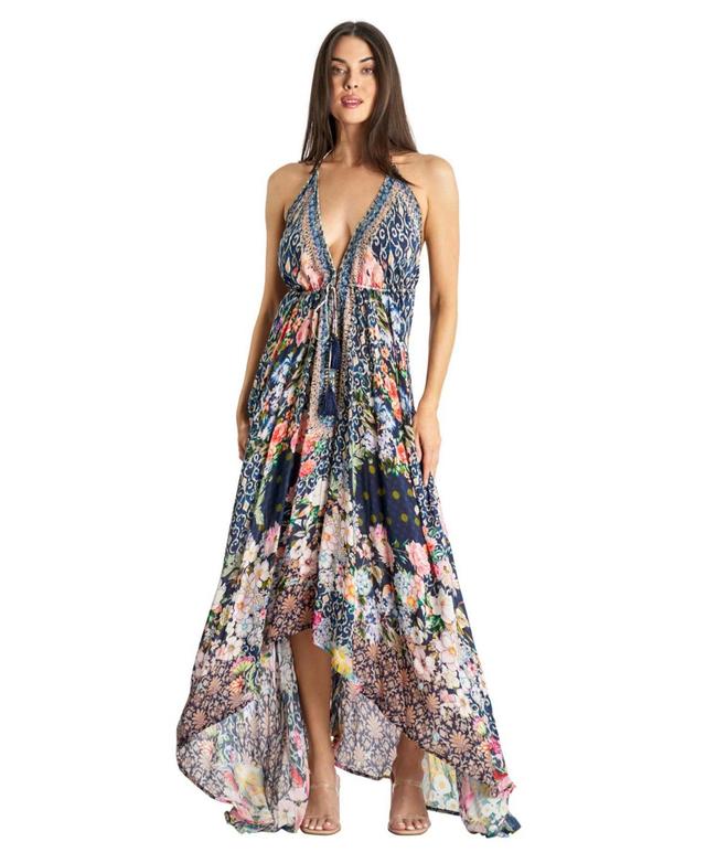 La Moda Clothing Womens Maxi Tropical Print Halterneck Dress Product Image