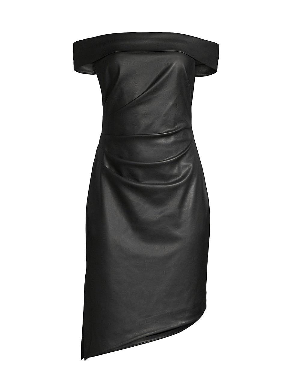 Milly Ally Off the Shoulder Faux Leather Sheath Dress Product Image