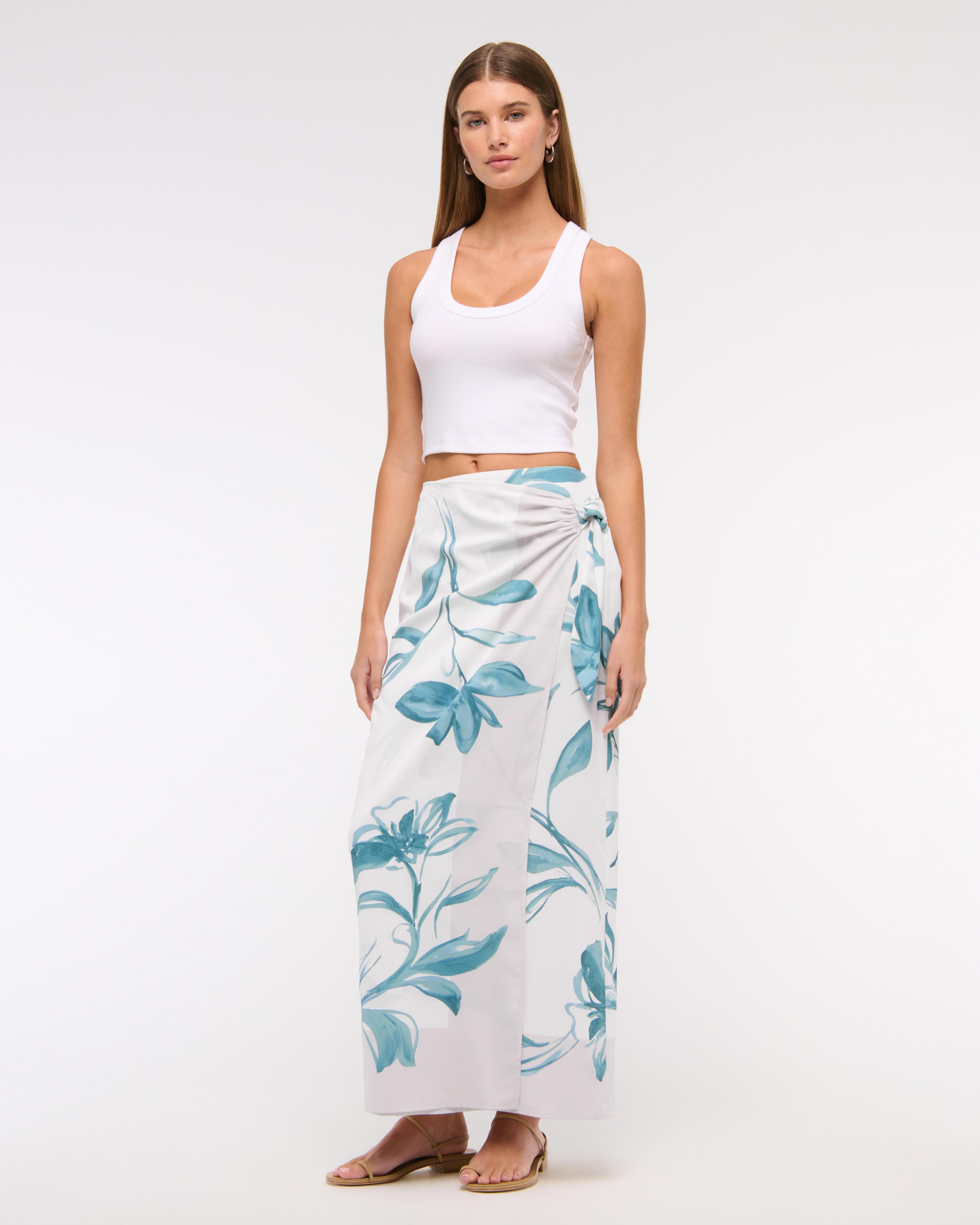 Mid Rise Wrap Maxi Skirt Product Image