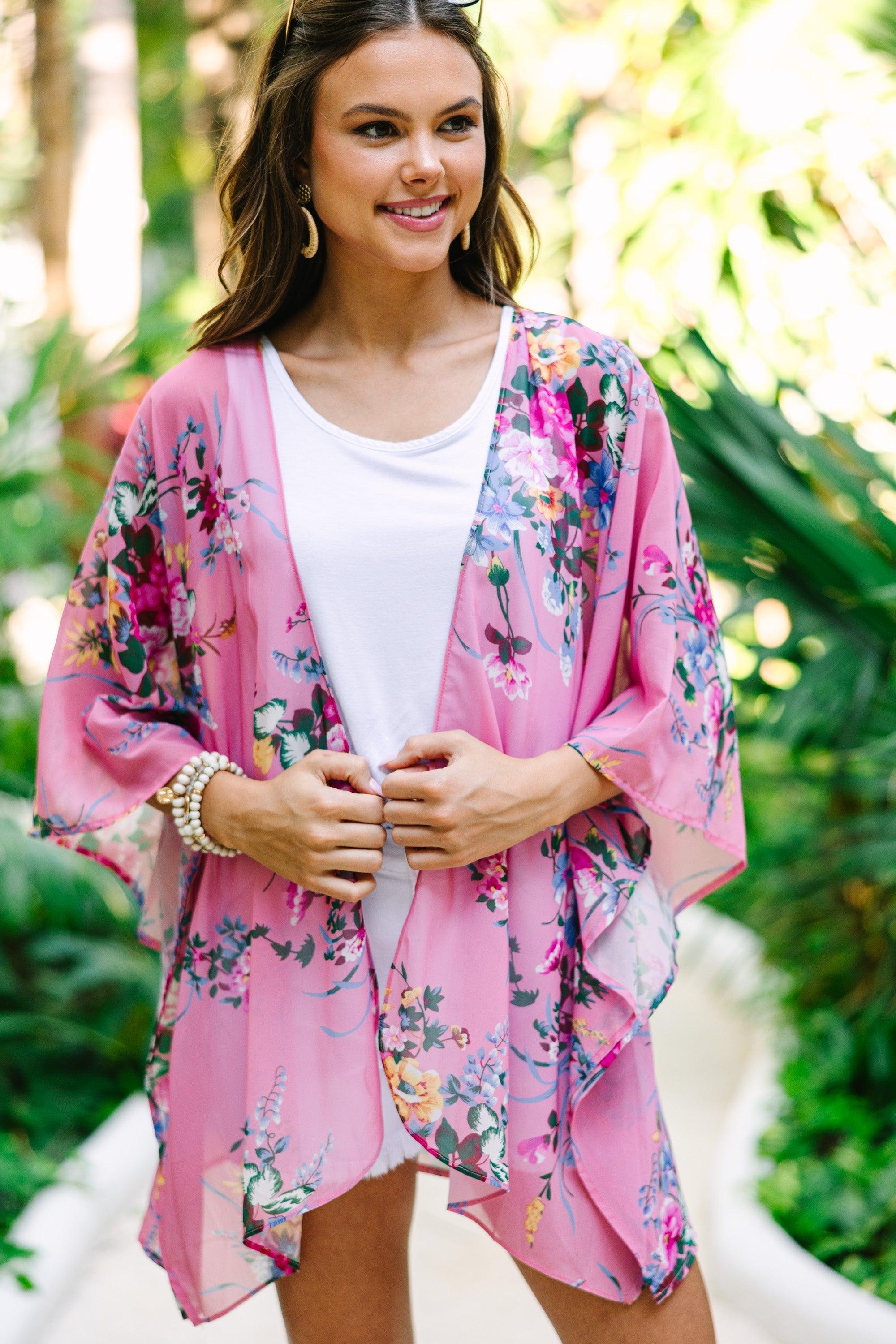 Such A Joy Light Pink Floral Kimono Female Product Image