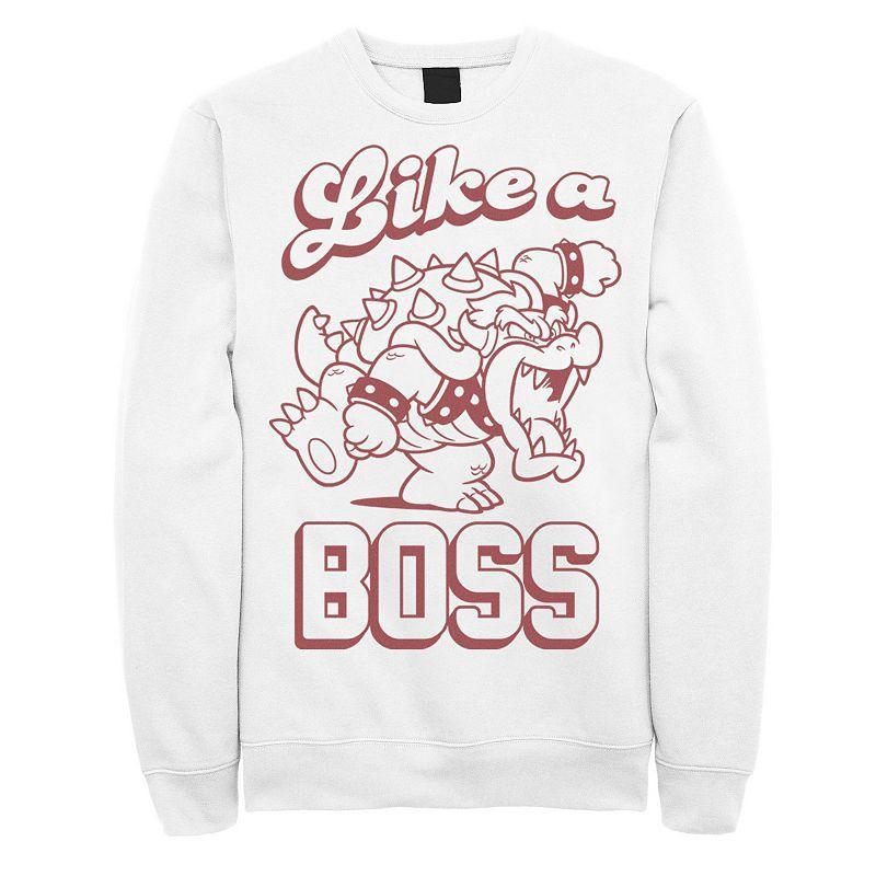 Mens Nintendo Super Mario Bowser Like A Boss Fleece White Product Image