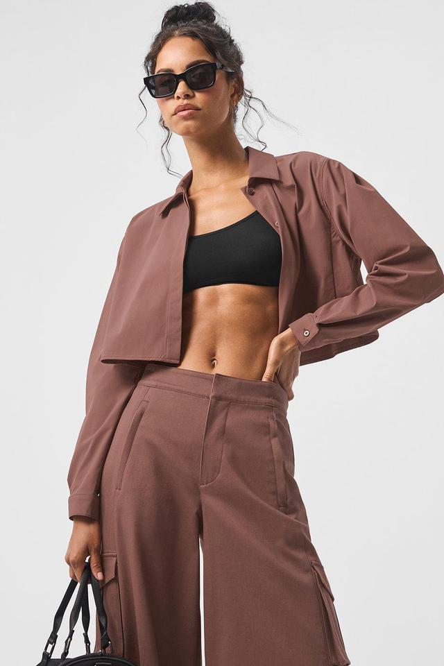 Cropped Take Me Out Button Up - Chestnut Female Product Image