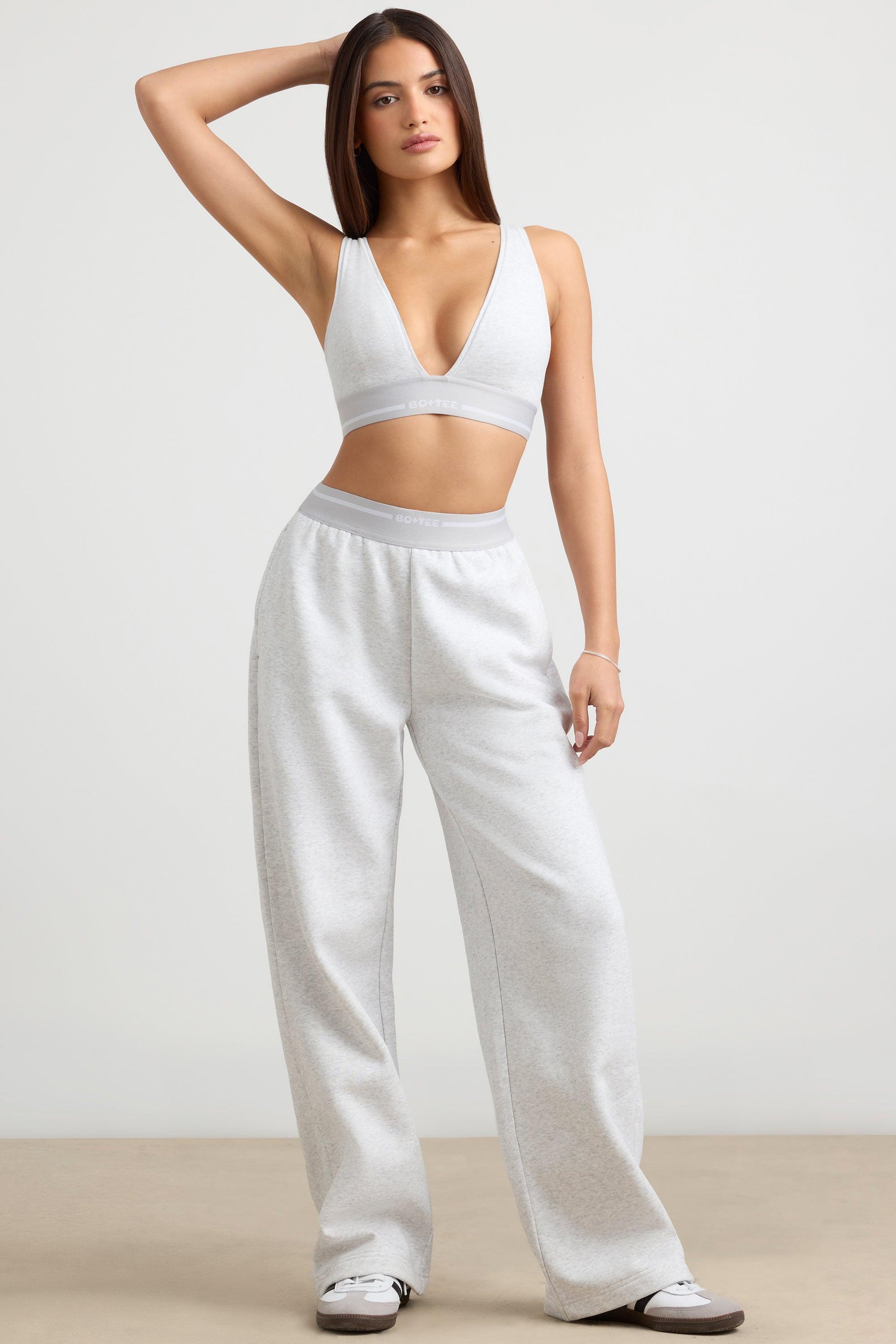 Petite High-Waist Straight-Leg Joggers in Grey Marl Product Image