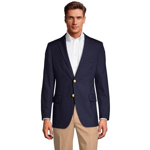 Mens Lands End Tailored Fit Hopsack Blazer Deep Blue Product Image