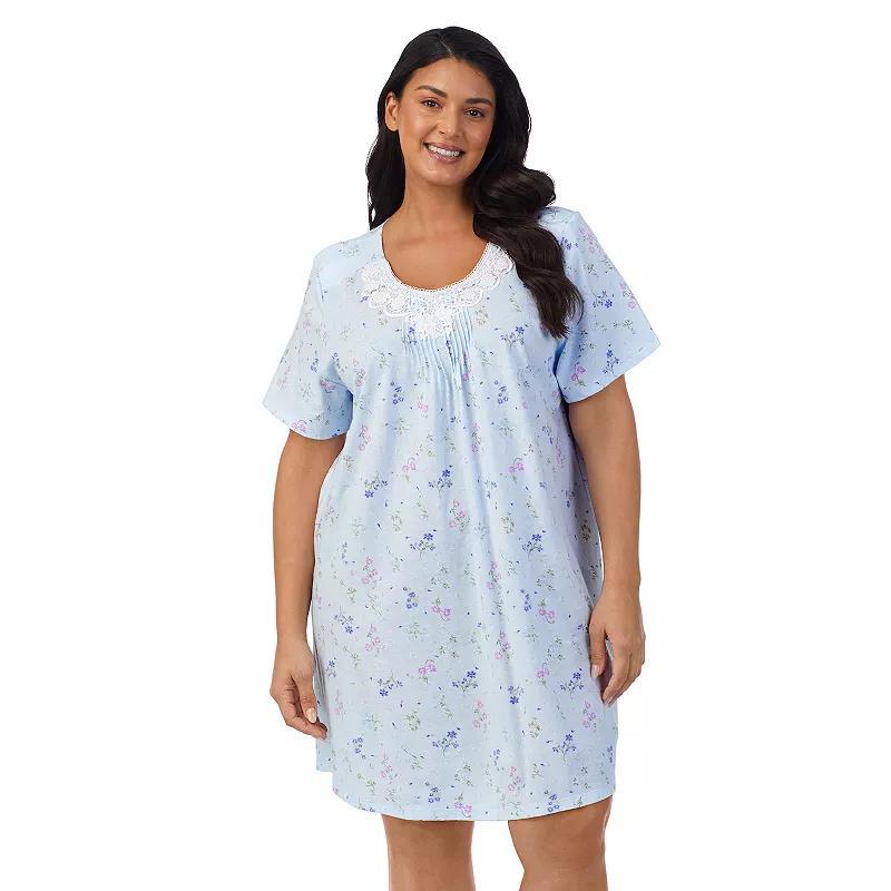 Plus Size Carole Hochman Cotton Short Sleeve Nightgown, Womens Product Image