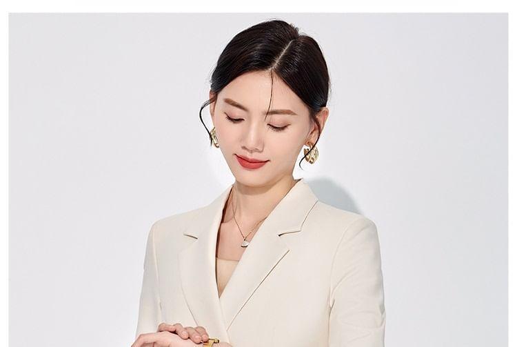 Lapel Collar Plain Double Breasted Blazer / Mid Rise Plain Slacks Product Image