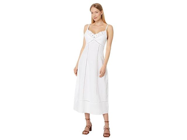 Madewell Sweetheart Midi Dress in Linen-Cotton Blend (Eyelet ) Women's Dress Product Image