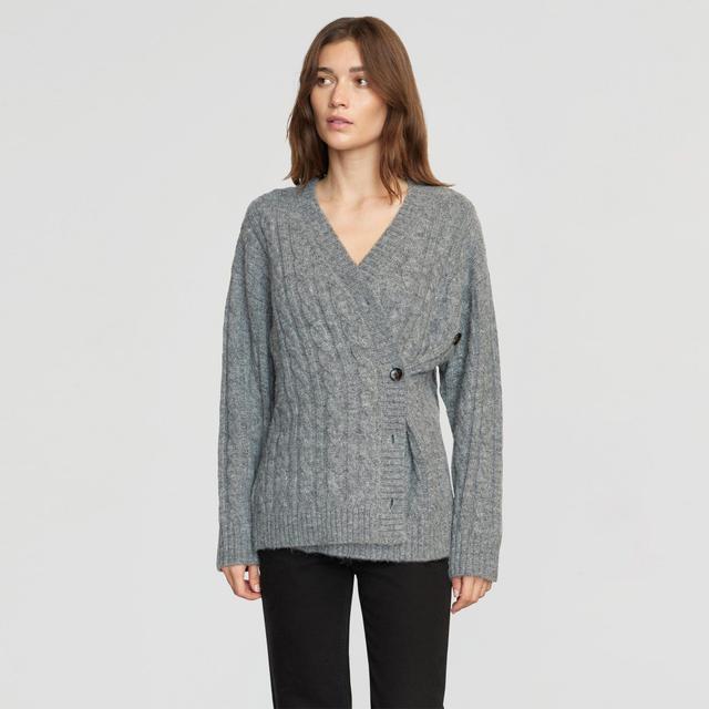 Hikari Asymmetric Cable Knit Cardigan Product Image