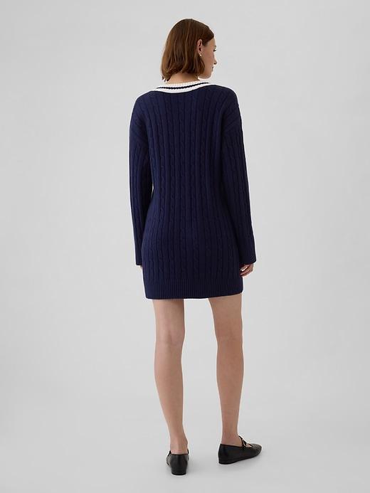 CashSoft Varsity Cable-Knit Mini Sweater Dress Product Image