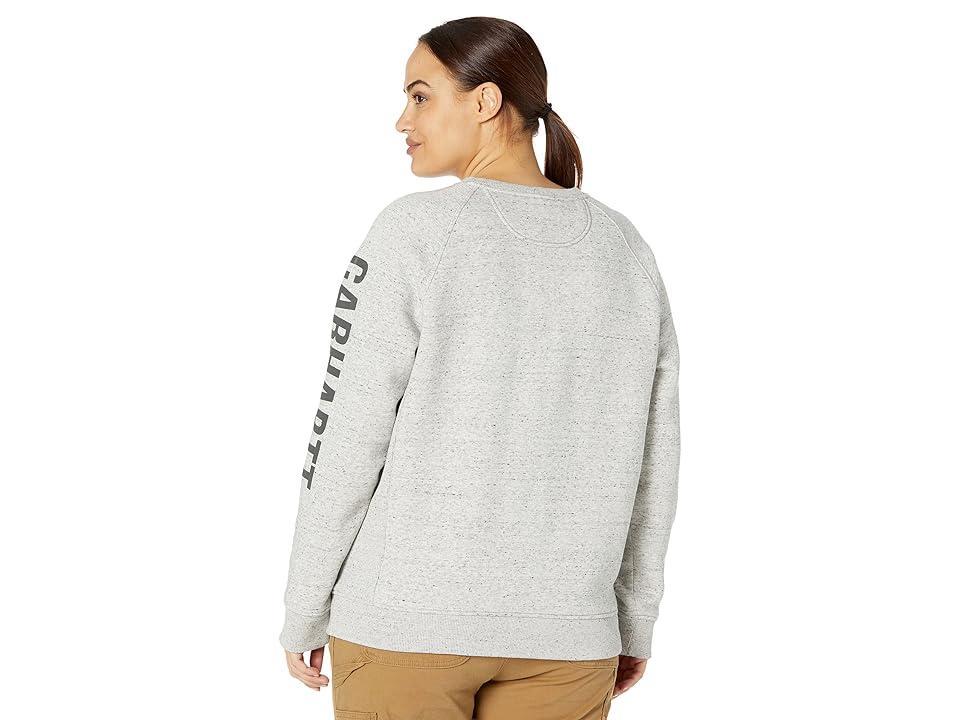 Carhartt Relaxed Fit Midweight Crew Neck Block Logo Sleeve Graphic Sweatshirt (Blackberry Heather) Women's Clothing Product Image