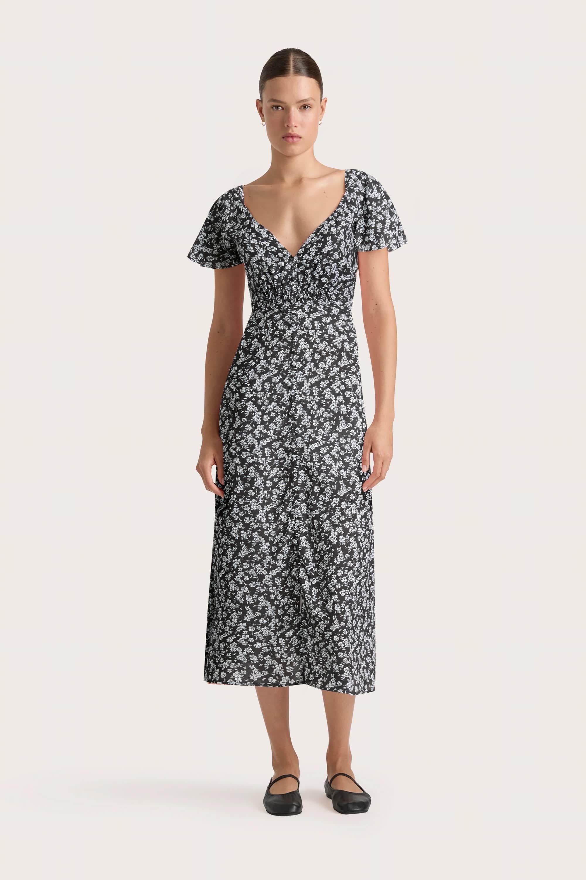 Aurelie Midi Dress Leilani Charred Navy Product Image