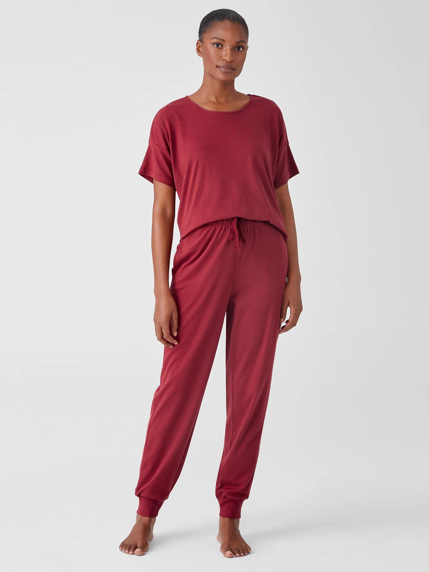 EILEEN FISHER Organic Cotton Interlock Jogger Sleep Pantfemale Product Image