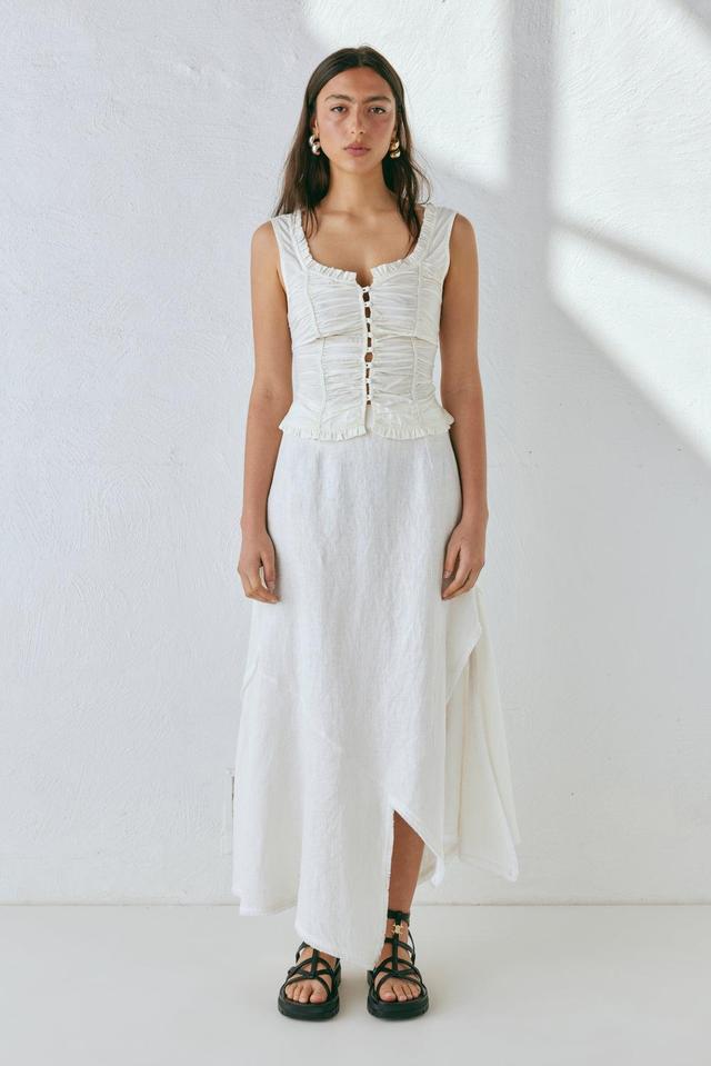 Mabel Linen Midi Skirt White Product Image