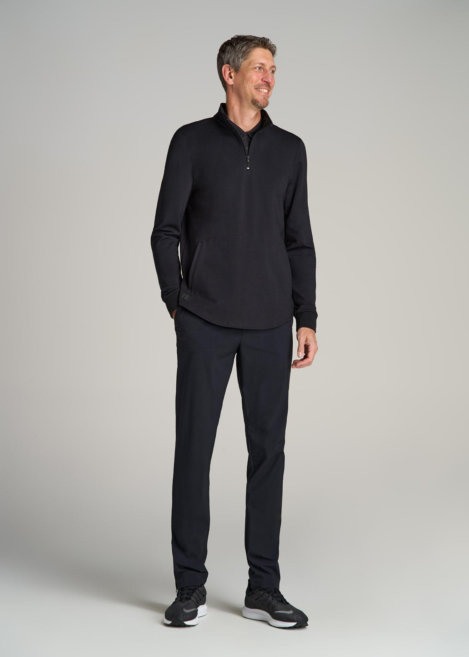 Fairway Popover Tall Men's Sweatshirt in Black Product Image