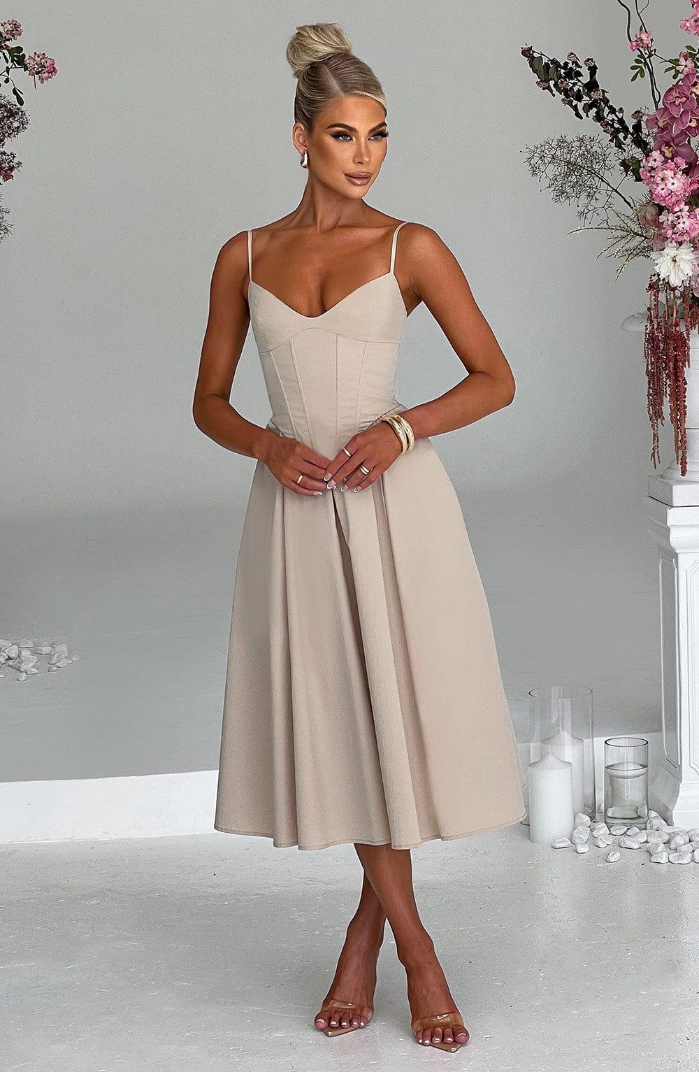 Mariella Midi Dress - Beige Product Image