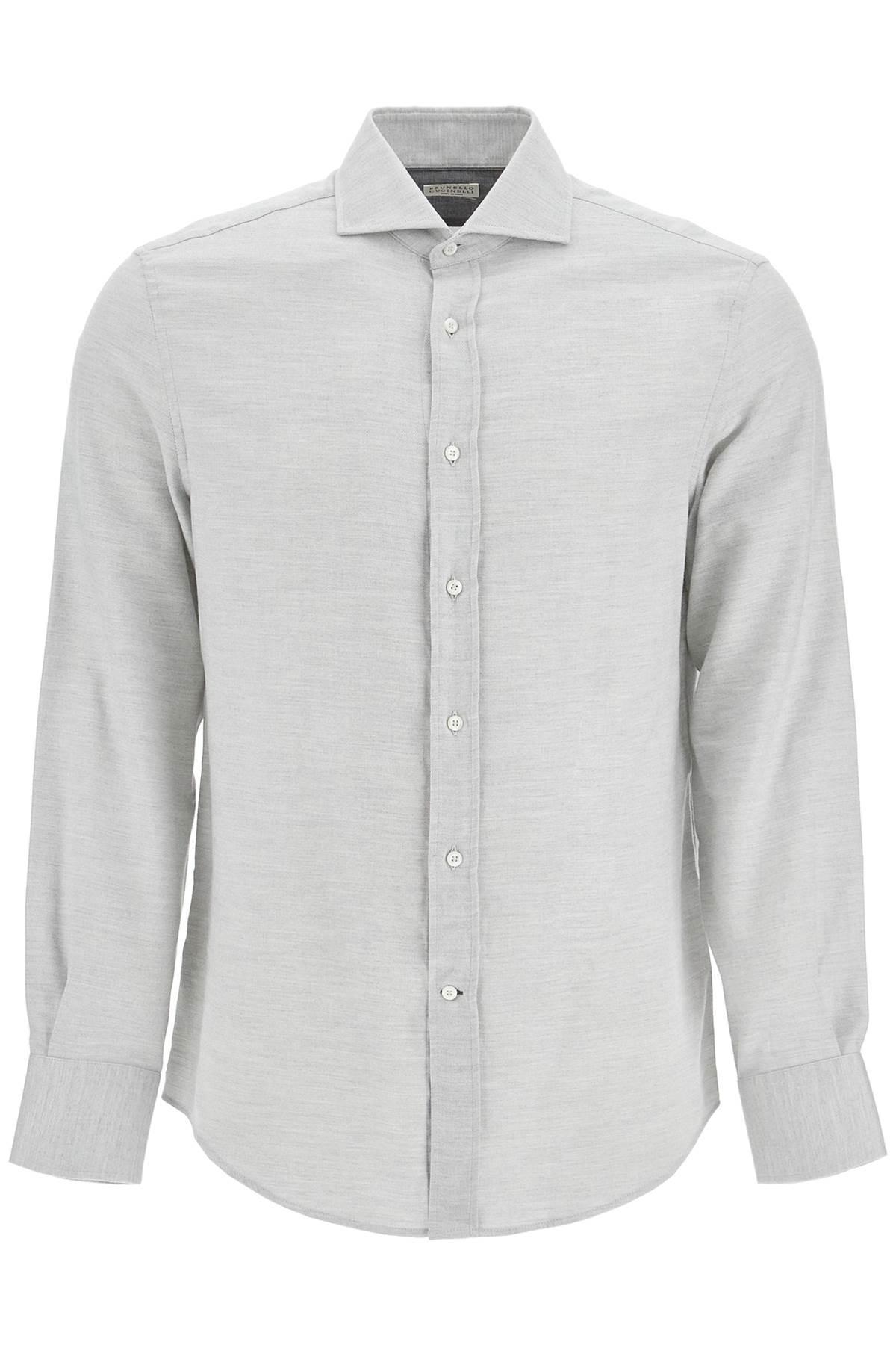 BRUNELLO CUCINELLI Easy Fit Cotton-lyocell Shirt In Grey Product Image