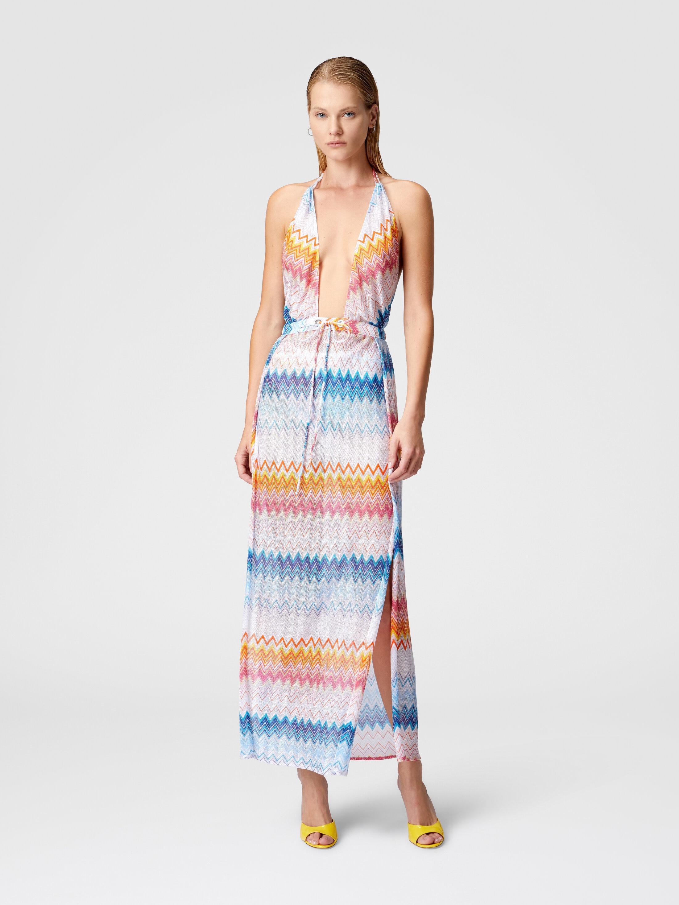 Long cover-up dress in zig zag lamé viscose blend Product Image