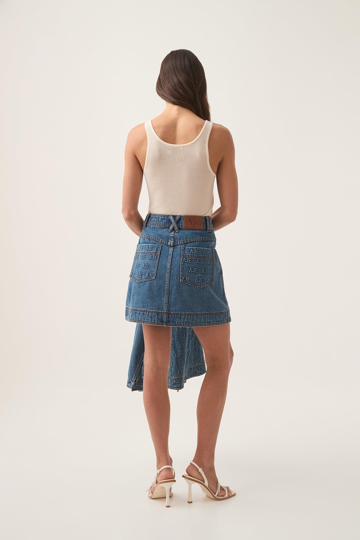 Nika Logo  Denim Mini Skirt Product Image