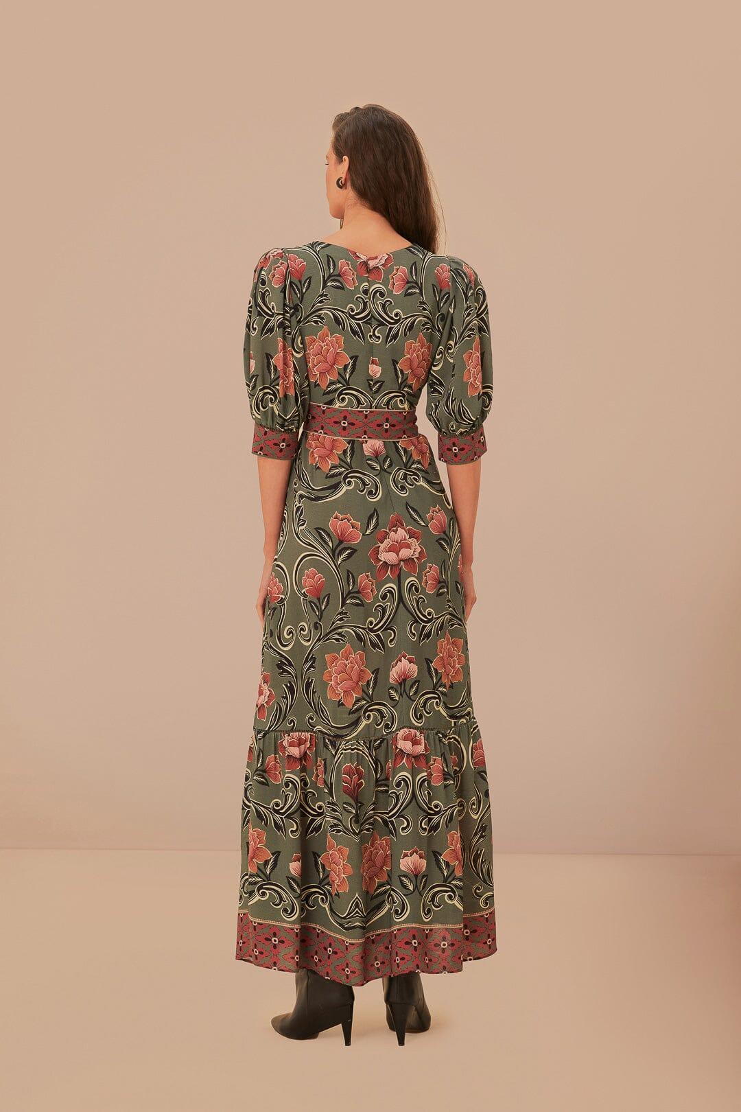 Arabesque Floral Green Maxi Dress, ARABESQUE FLORAL GREEN / S Product Image