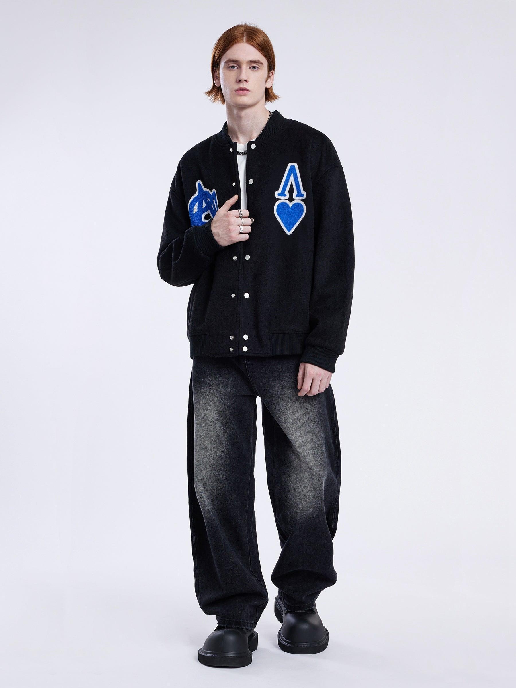 Aelfric Eden Patchwork Embroidery Varsity Jacket Product Image