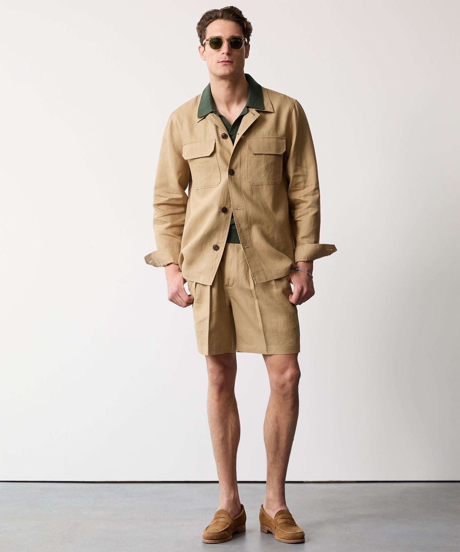 Linen Two-Pocket Overshirt in Pine Cone Product Image