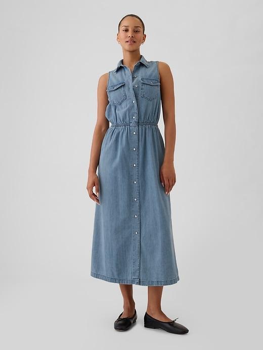 Western Denim Midi Dress Product Image