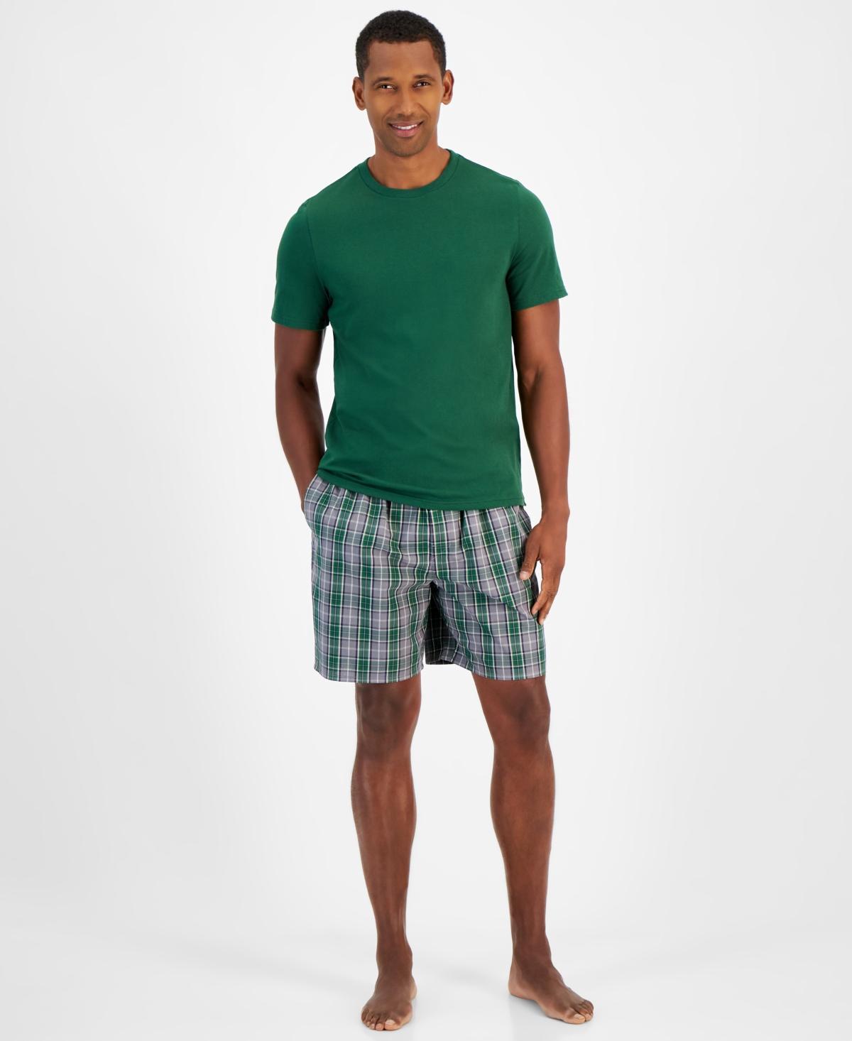 Club Room Mens Solid T-Shirt & Woven Plaid Boxer Set, Created for Macys Product Image