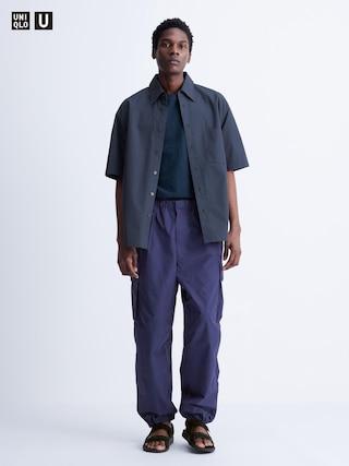 Mens Wide-Fit Parachute Cargo Pants Blue Small UNIQLO US Product Image