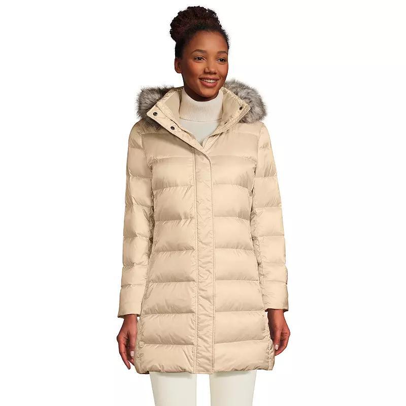 Womens Lands End Faux-Fur Hood Long Down Winter Coat Product Image