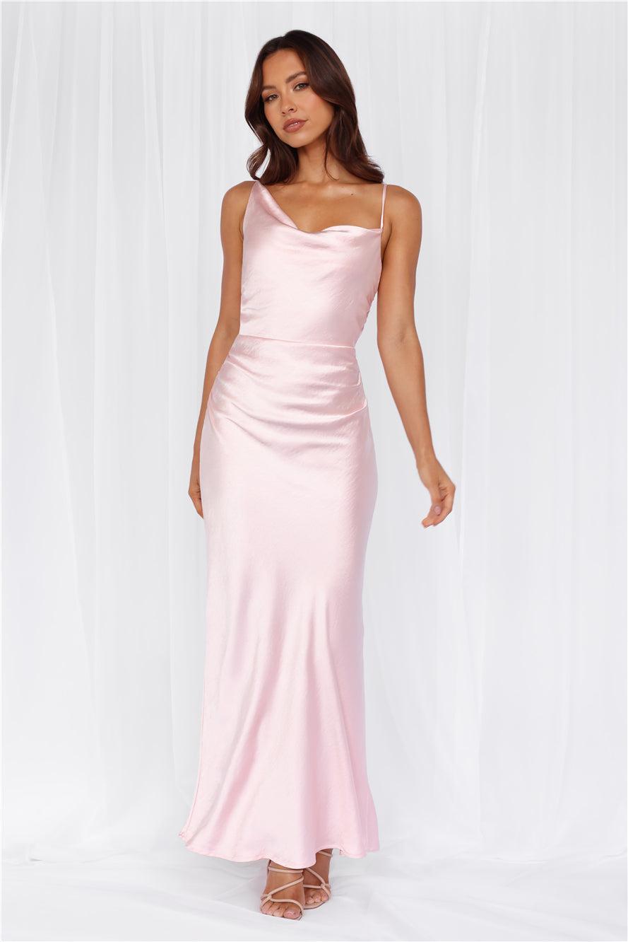 HELLO MOLLY The Madeline Cowl Satin Maxi Dress Pink Product Image