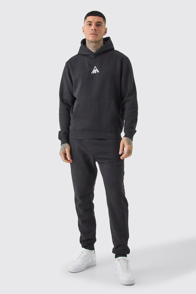 Mens Black Tall Cargo Hooded Tracksuit, Black Product Image