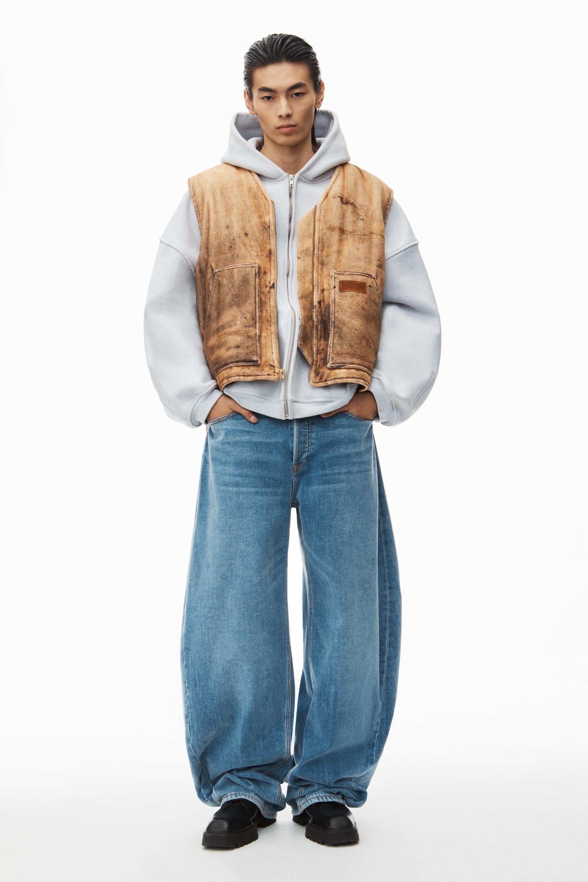 Oversize Vest In Workwear Trompe-l'oeil-print Velour Product Image