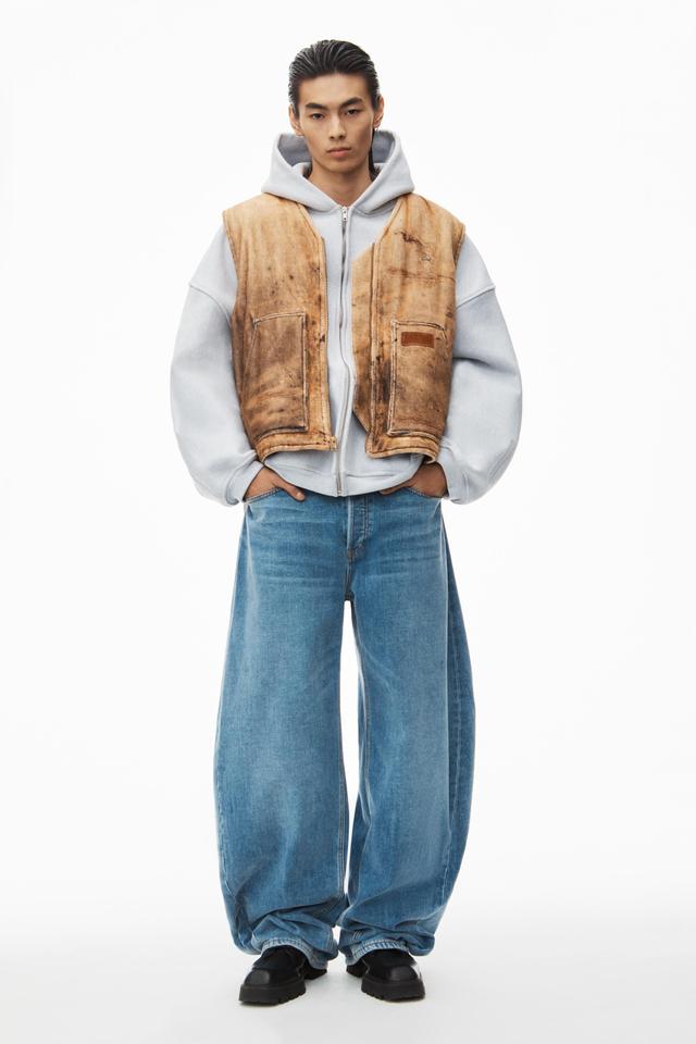 Oversize Vest In Workwear Trompe-l'oeil-print Velour Product Image