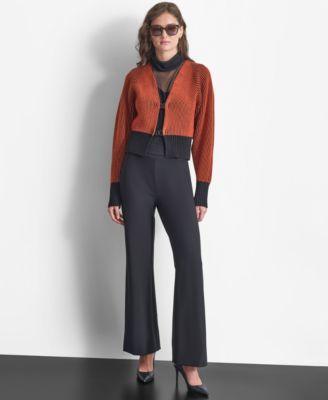 DKNY by Donna Karan Silky Ponte High Rise Wide Leg Pants Product Image