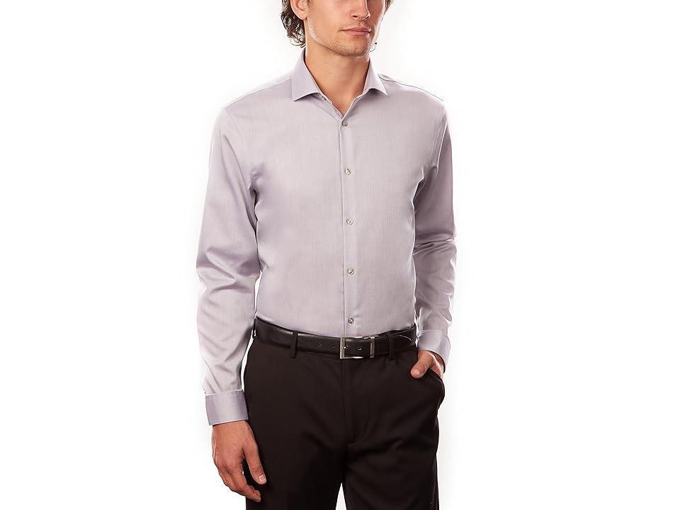 Calvin Klein Men's Dress Shirt Xtreme Slim Fit Non Iron Herringbone (Smoke) Men's Long Sleeve Button Up Product Image