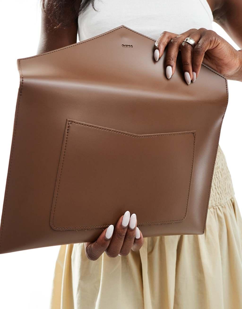 PASQ envelope clutch bag in brown  Product Image