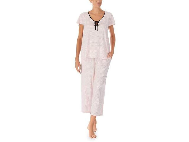 Kate Spade New York Short Sleeve Cropped PJ Set Pindot) Women's Pajama Sets Product Image