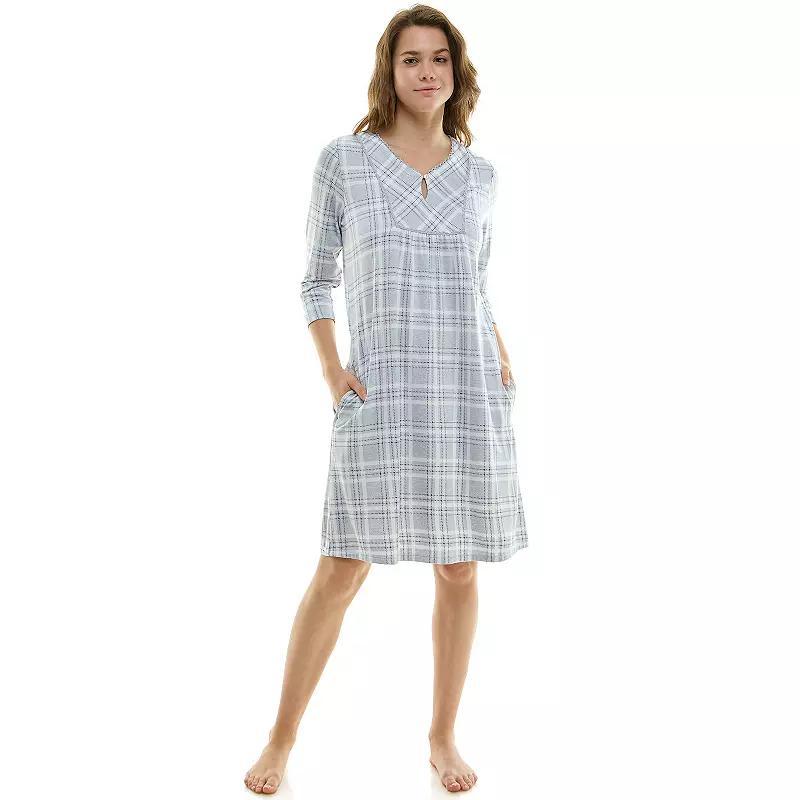 Womens Croft & Barrow 3/4-Sleeve Button Neck Pajama Gown Product Image