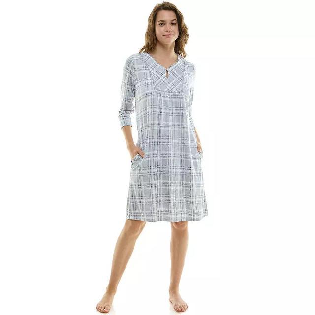 Womens Croft & Barrow 3/4-Sleeve Button Neck Pajama Gown Product Image