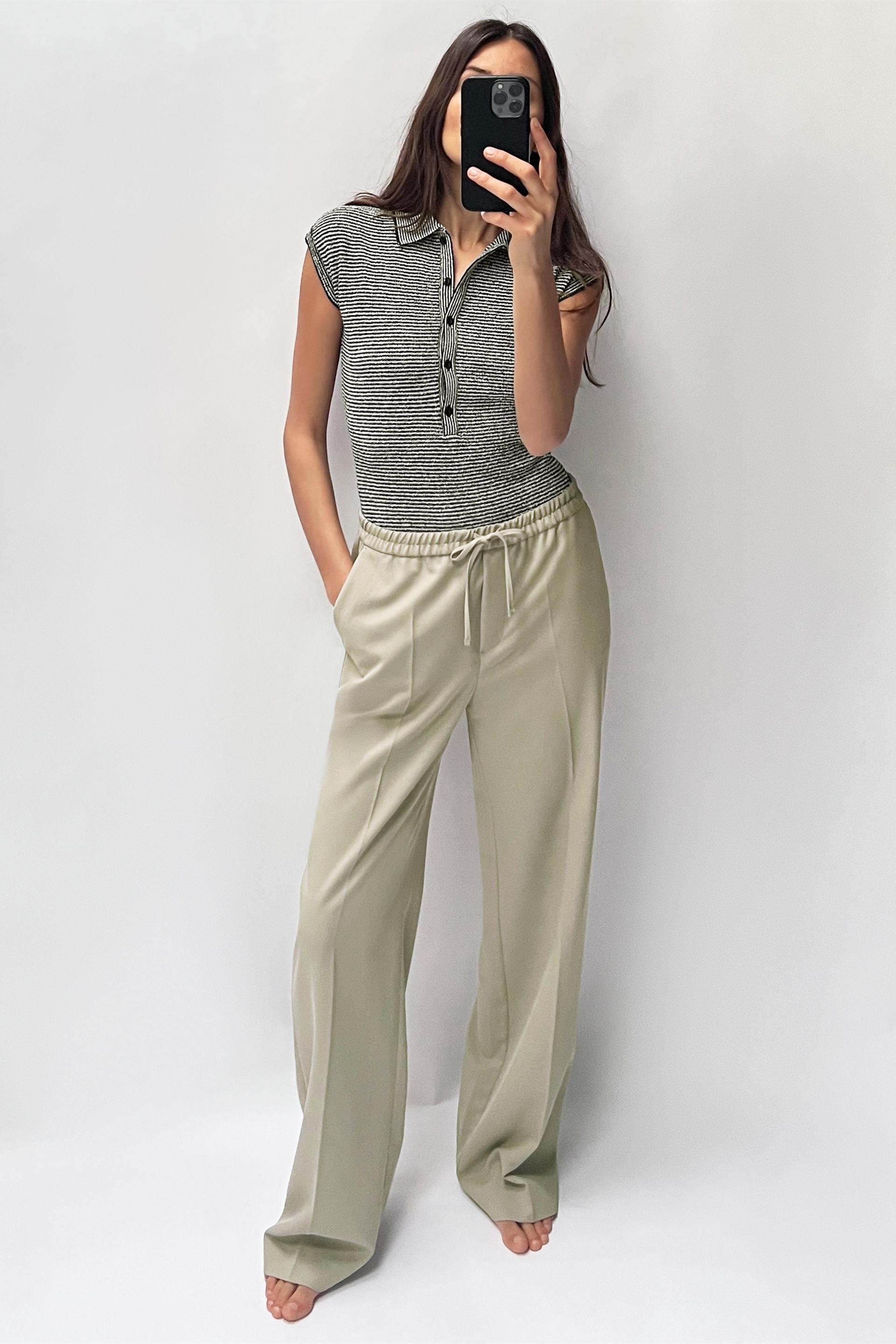 ELASTIC WAIST STRAIGHT LEG PANTS Product Image