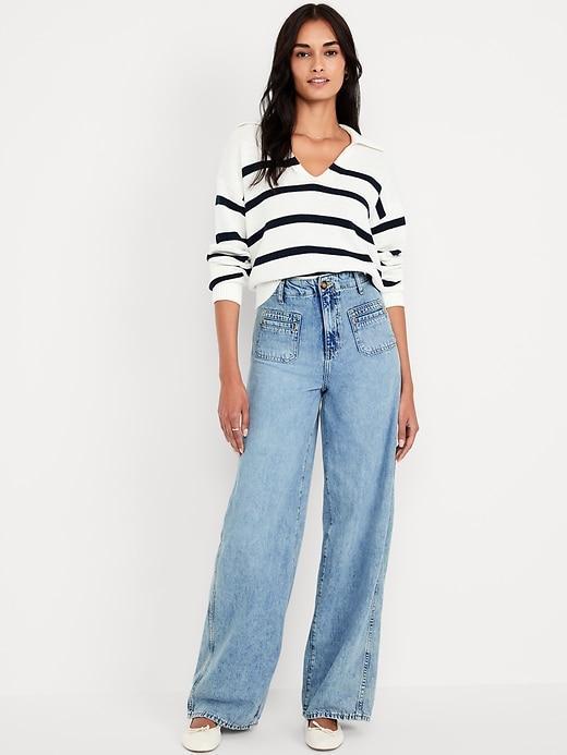 High-Waisted Baggy Wide-Leg Trouser Jeans Product Image