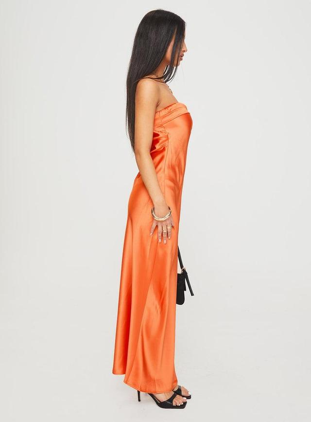 Citrus Kiss Strapless Maxi Dress Orange Product Image