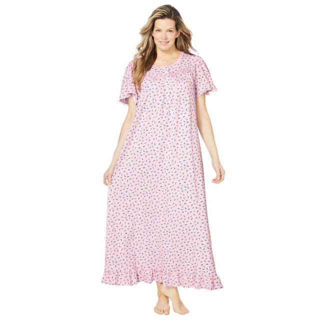 Dreams & Co. Womens Long Floral Print Cotton Gown Product Image