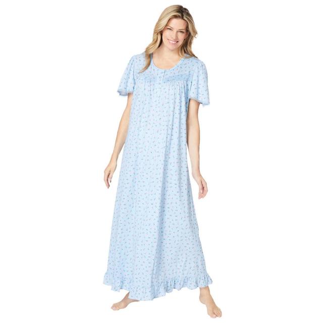 Dreams & Co. Womens Long Floral Print Cotton Gown Product Image