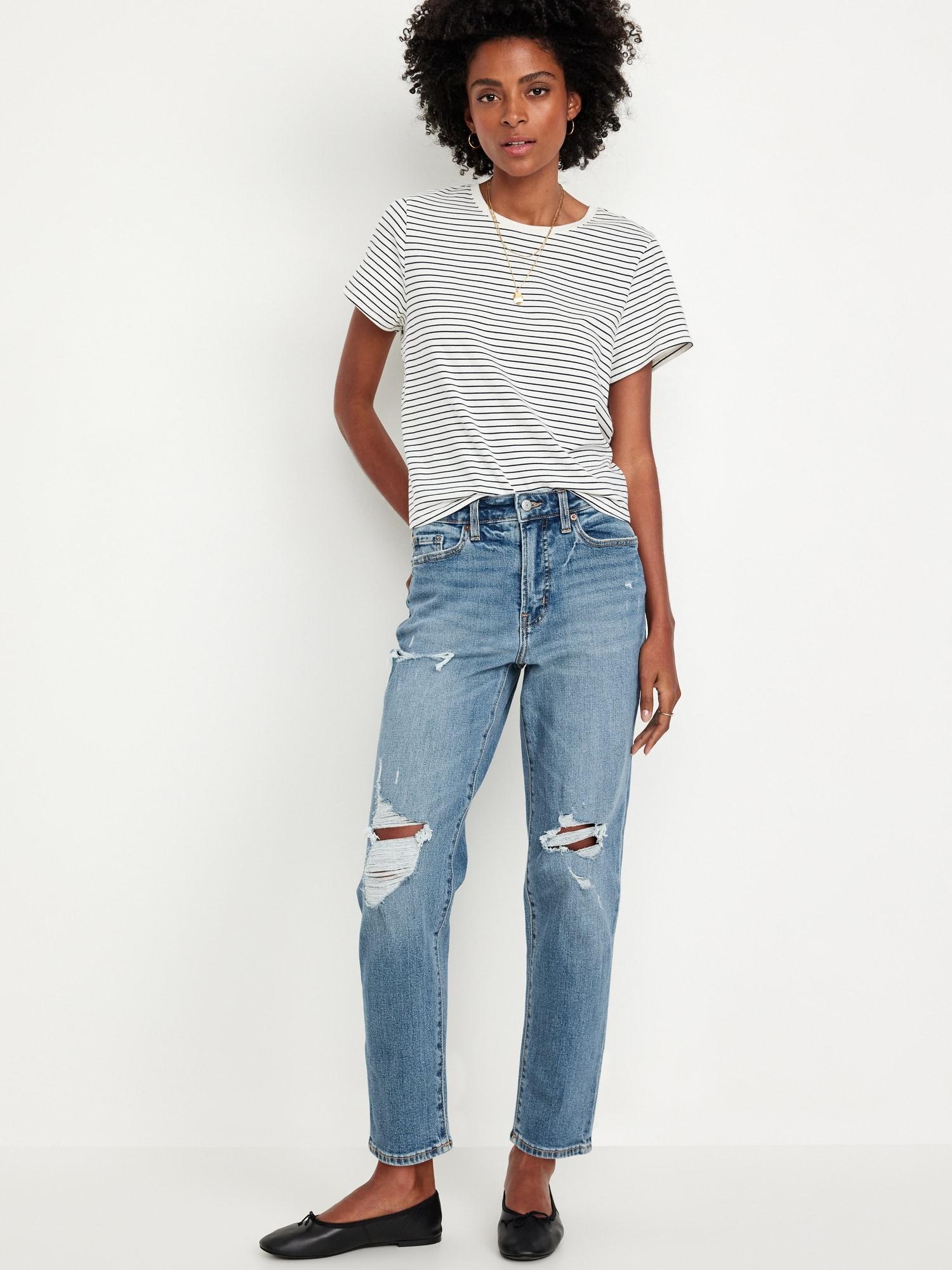 High-Waisted OG Straight Ripped Jeans for Women Product Image