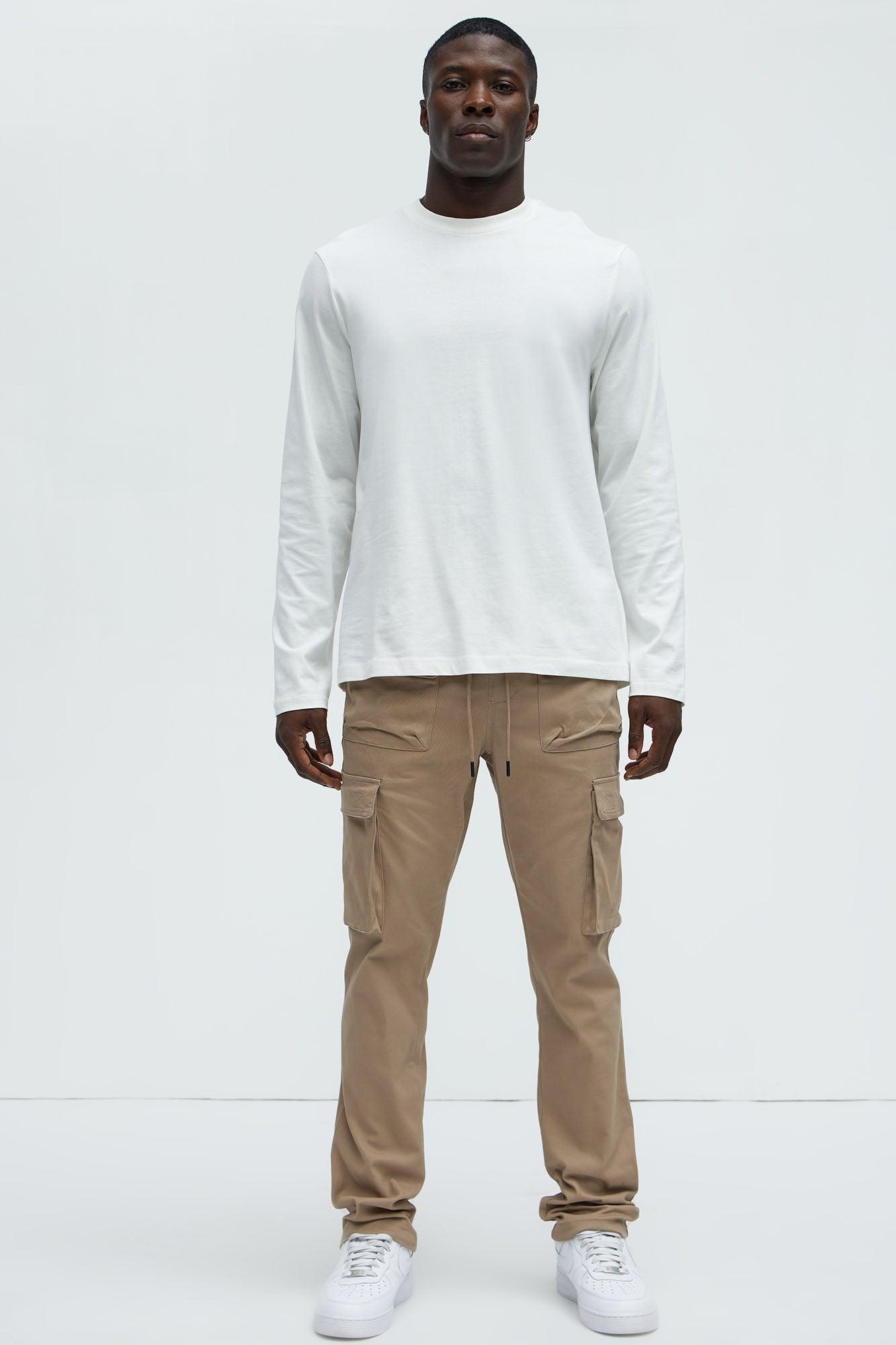 Essential Long Sleeve Crew Tee - White Product Image