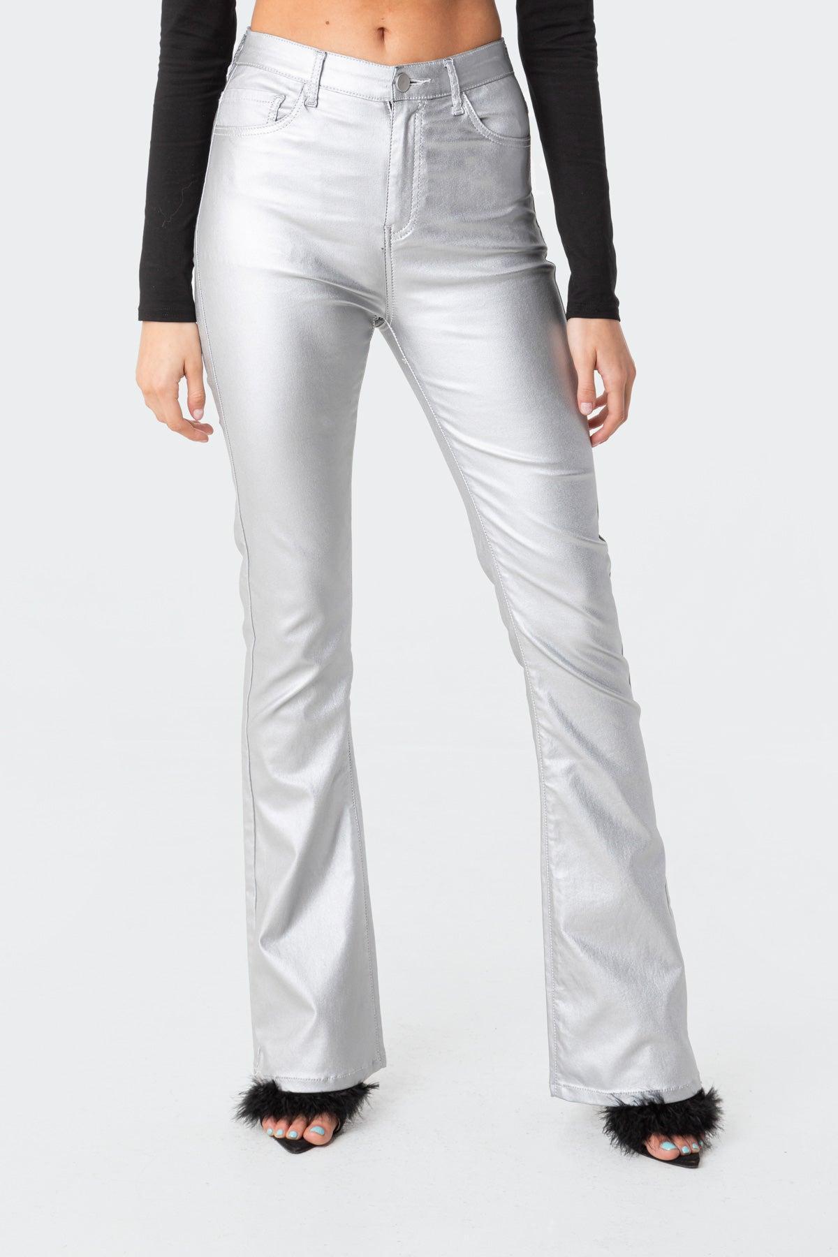 Luna Faux Leather Flare Jeans Product Image