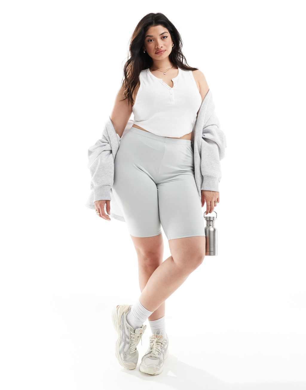 ASOS DESIGN Curve basic legging shorts in light gray Product Image